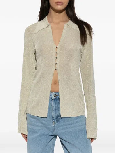 Gestuz Metallic-effect Split-cuff Top In Multi