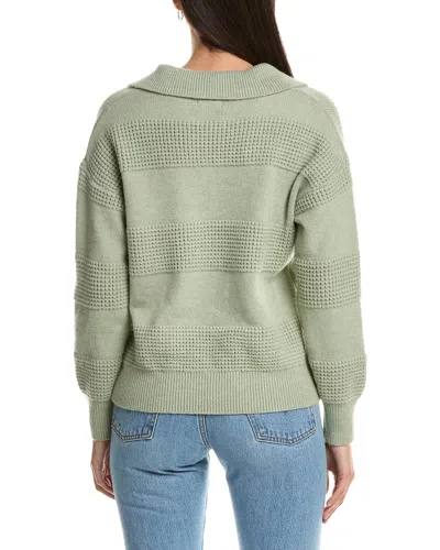Fate Collared Split Neck Sweater In Green