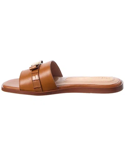 Cole Haan Go-to Emalia Slide Bow Leather Sandal In Brown