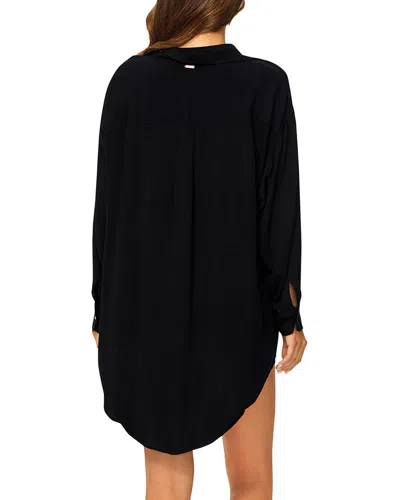 Raisins Playa Button Up Cover-up In Black