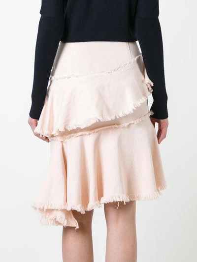 raw asymmetric flounce skirt