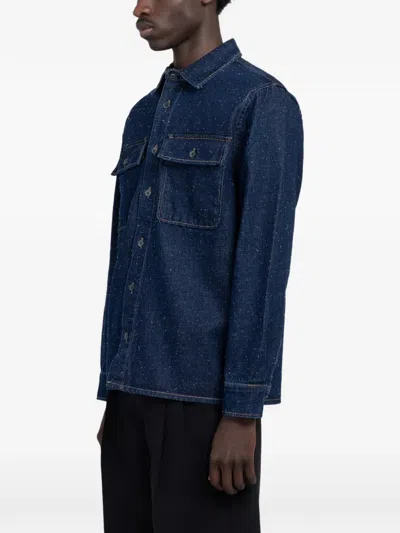 Minimum Albert Flecked-texture Shirt In Blue