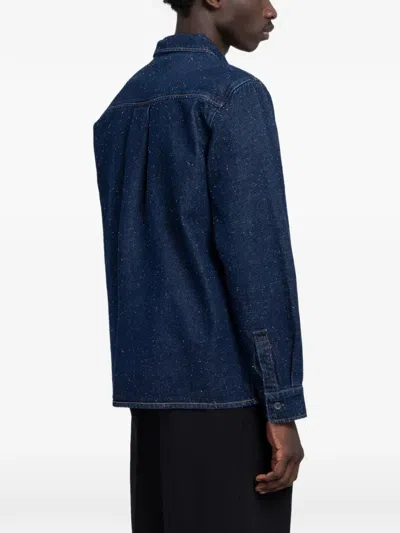 Minimum Albert Flecked-texture Shirt In Blue
