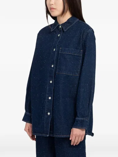 Minimum Layne Flecked Shirt In Blue