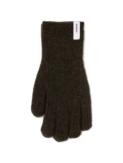 Samsoe & Samsoe Nor Logo-patch Gloves In Brown