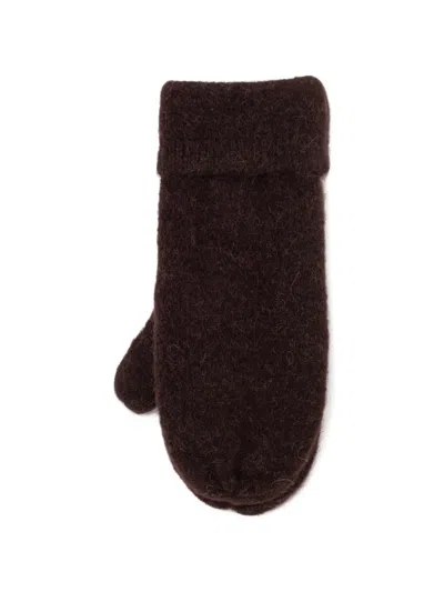 Samsoe & Samsoe Nor Knit Mittens In Brown