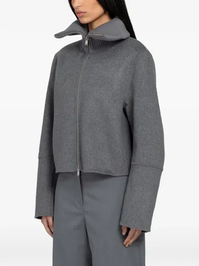 Samsoe & Samsoe Sacleo Ribbed-neck Jacket In Gray
