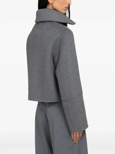Samsoe & Samsoe Sacleo Ribbed-neck Jacket In Gray