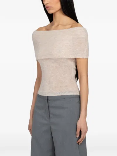 Samsoe & Samsoe Sahera Off-the-shoulder Foldover Top In Brown