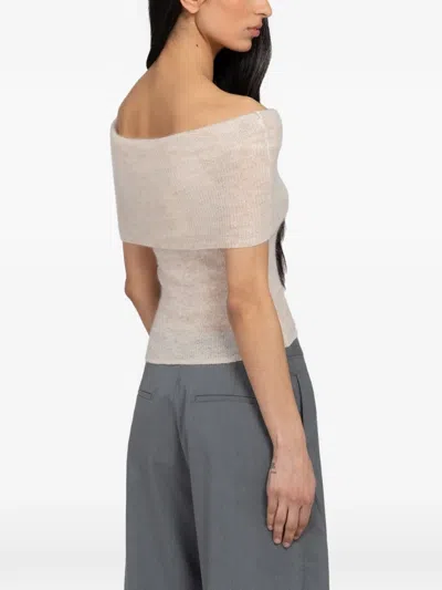 Samsoe & Samsoe Sahera Off-the-shoulder Foldover Top In Brown
