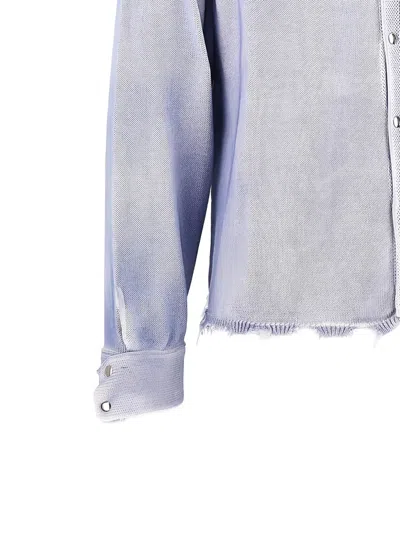 Amaranto Distressed-effect Knitted Overshirt In Blue