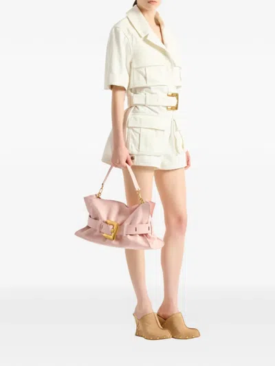 Balmain Medium Anthem Bag In Smooth Leather In Yellow
