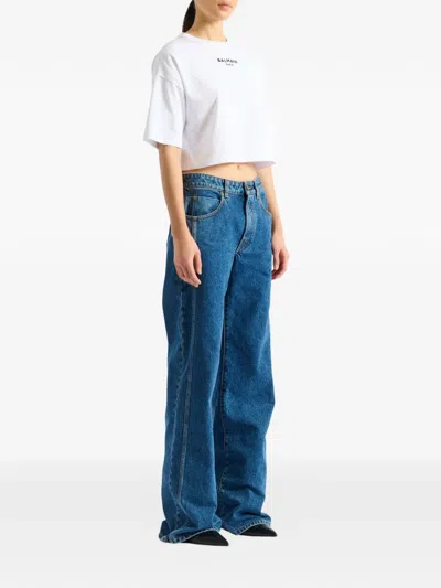Balmain Paris Embroidered T-shirt In White