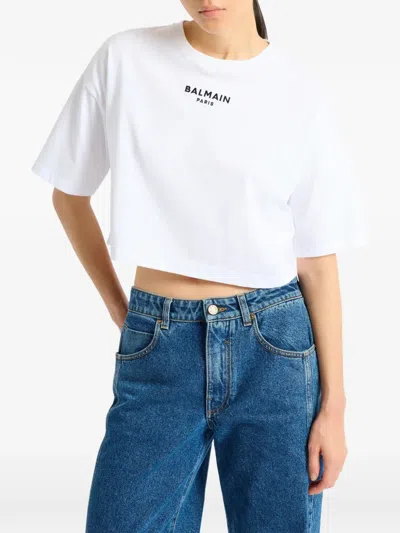 Balmain Paris Embroidered T-shirt In White