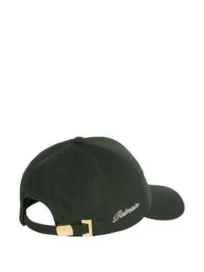 Balmain Washed Cotton Cap In Green