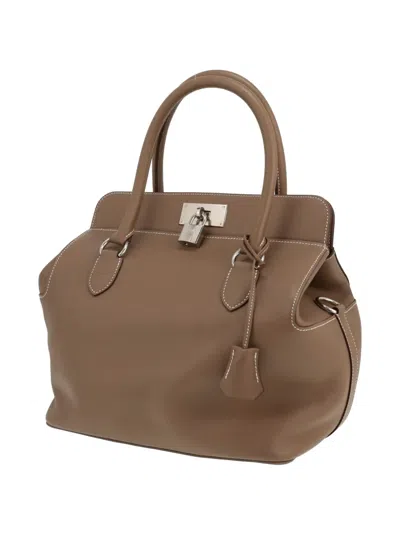 Pre-owned Hermes 2012 Tool Box Leather Handbag In Neutral
