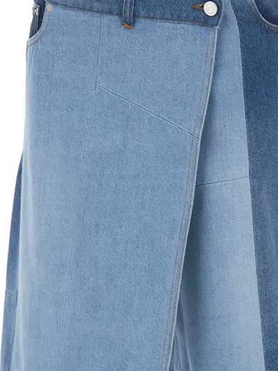 Coperni Patchwork Denim Skirt In Blue