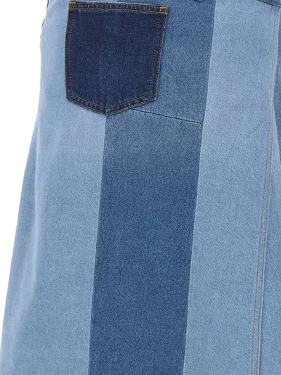 Coperni Patchwork Denim Skirt In Blue