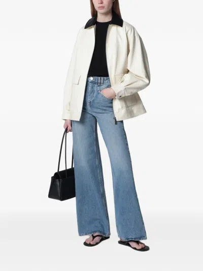Anine Bing Womens Ecru Holden Contrasting-collar Cotton Jacket Xs In White