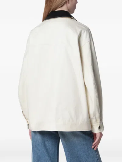 Anine Bing Womens Ecru Holden Contrasting-collar Cotton Jacket Xs In White