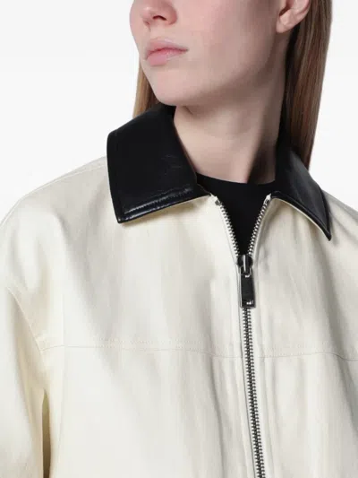 Anine Bing Womens Ecru Holden Contrasting-collar Cotton Jacket Xs In White
