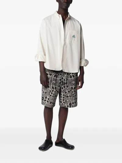Brain Dead Button Down Collar Shirt Chest Pocket In White