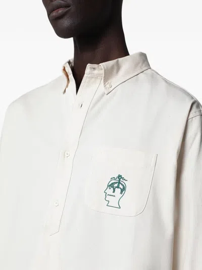 Brain Dead Button Down Collar Shirt Chest Pocket In White