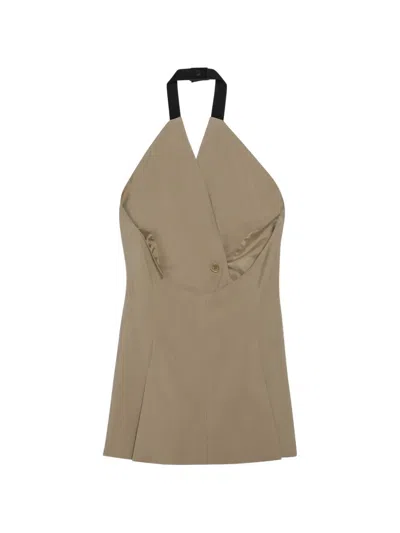 Max Mara Maxmara Mxsnuraghe Sleeveless Jacket In Wool And Silk Poplin In Multi