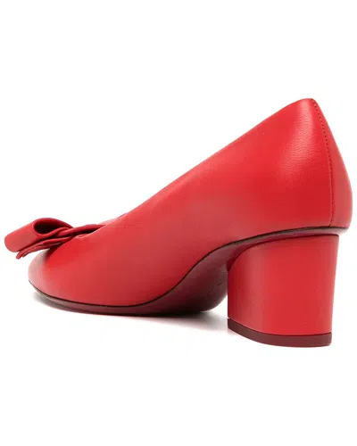 Ferragamo Vara Bow Leather Low Pumps In Red