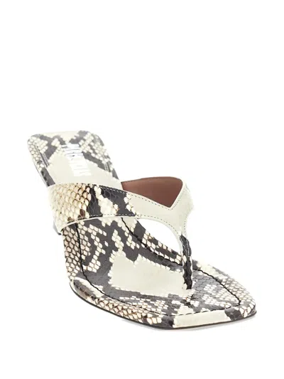 Paris Texas Portofino Snake-effect Leather Mules In Neutral