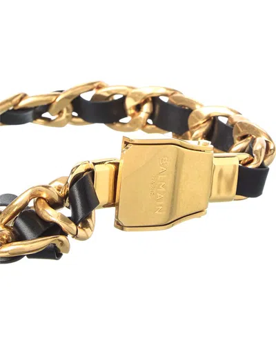 Balmain Chain-link Leather Belt In Green