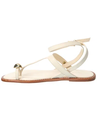Schutz Elysa Leather Flat Sandal In White