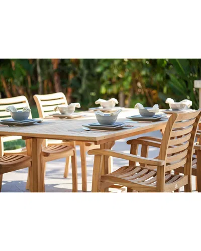 Curated Maison Lovel 5-piece Rectangular Teak Outdoor Dining Set With Extendable Table And Stacking Armchairs In Brown