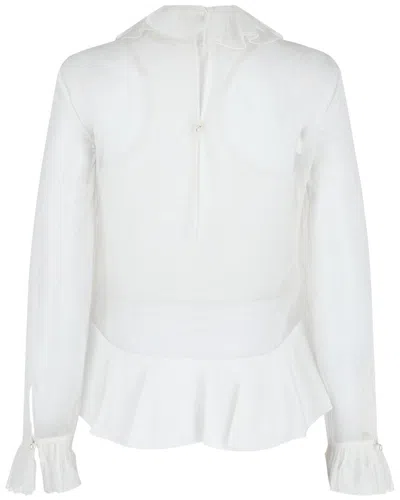 Givenchy Cropped Silk Blouse In White