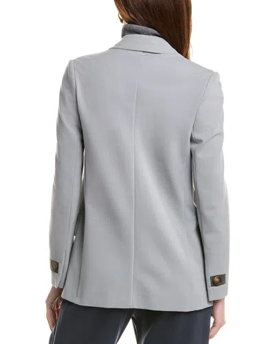 Brunello Cucinelli Double-breasted Bead-embellished Cotton-blend Jersey Blazer In Gray