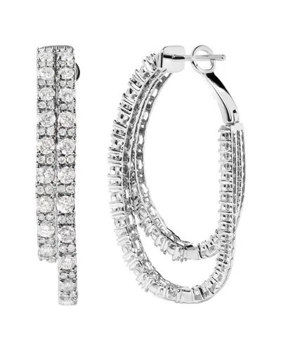 Haus Of Brilliance 14k White Gold 4.0 Cttw Diamond Asymmetrical Inside Out Double-hoop Earrings