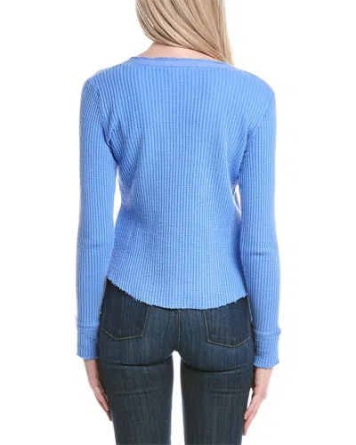 Labiz Waffle Knit Henley Pullover In Blue