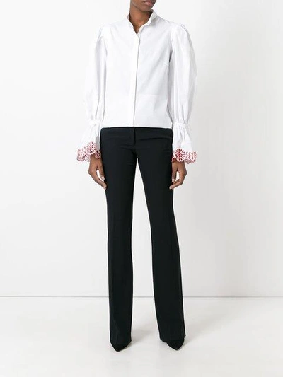 Shop Alexander Mcqueen Exaggerated Sleeve Blouse In White