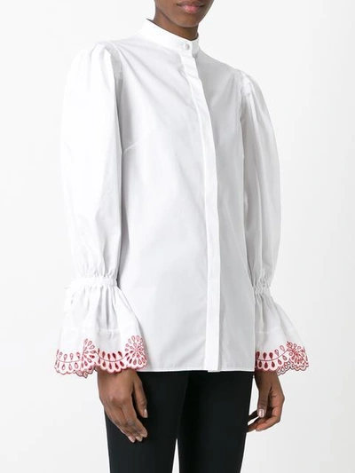 Shop Alexander Mcqueen Exaggerated Sleeve Blouse In White