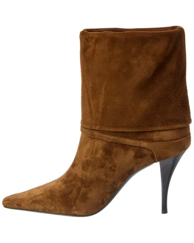 Saint Laurent Niki Suede Ysl Stiletto Ankle Booties In Multi