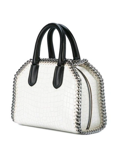 Shop Stella Mccartney White Falabella Box Alligator Effect Mini Shoulder Bag