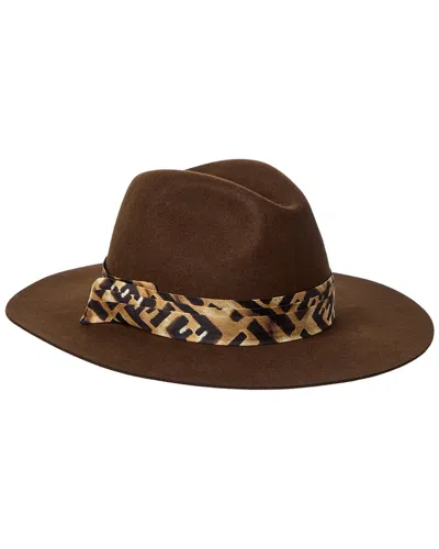 Fendi Stylish Wide Brim Hat With Animal Print In Brown