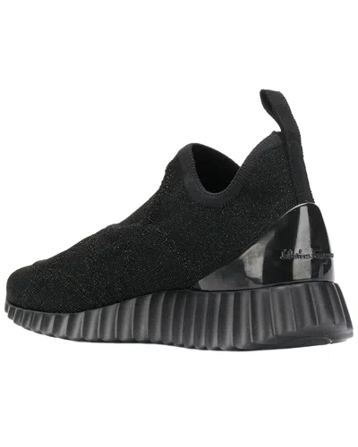 Ferragamo Wave Leather Sneaker In Black
