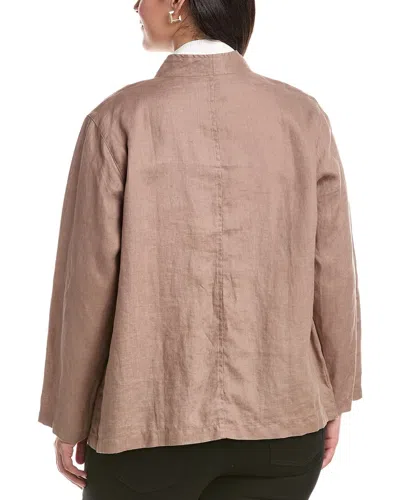 Eileen Fisher Plus Button Jacket In Brown