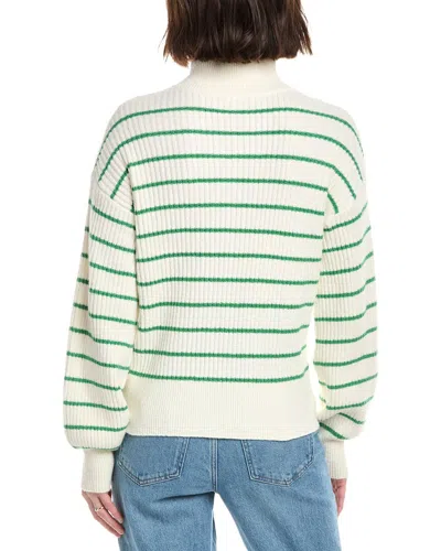 Draper James Striped Button Front Sweater In White