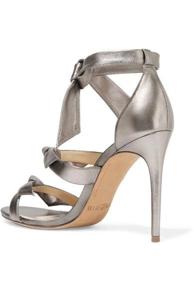 Shop Alexandre Birman - Lolita Bow-embellished Metallic Leather Sandals - Silver
