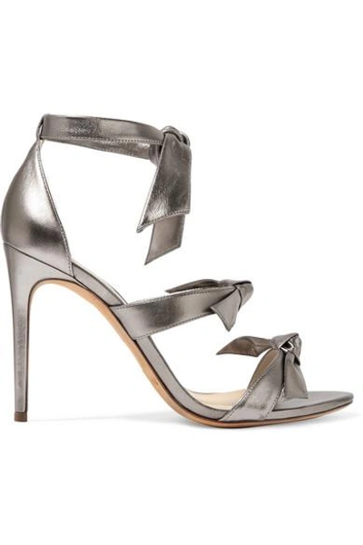 Shop Alexandre Birman - Lolita Bow-embellished Metallic Leather Sandals - Silver