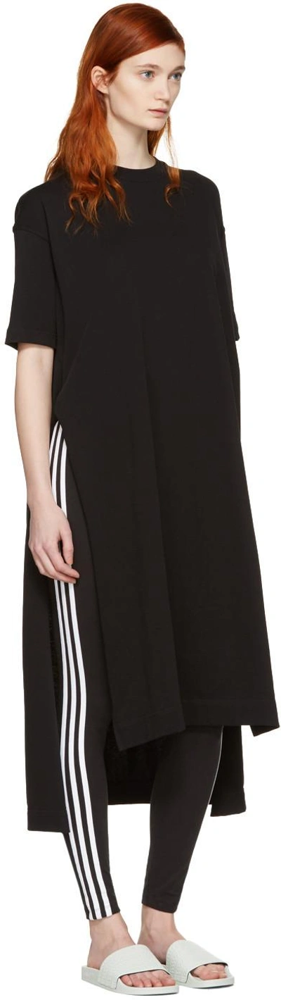 Shop Adidas Originals Black Three-stripes Leggings