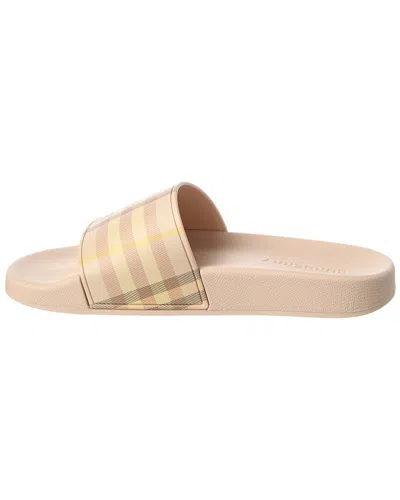 Burberry Checkered Pattern Flat Sole Slide Sandals In Neutral