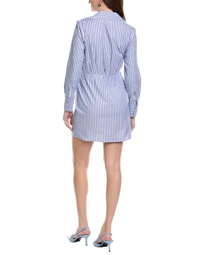 Kenneth Cole Striped Poplin Asymmetrical Shirt Dress In Multi